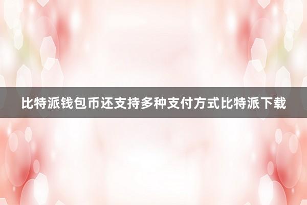 比特派钱包币还支持多种支付方式比特派下载