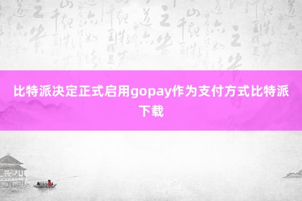 比特派决定正式启用gopay作为支付方式比特派下载