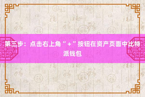 第三步：点击右上角“＋”按钮在资产页面中比特派钱包